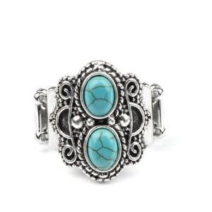 Turquoise Silver Women's Ring Eco Essence Thick Siver Band Fashion Jewelry